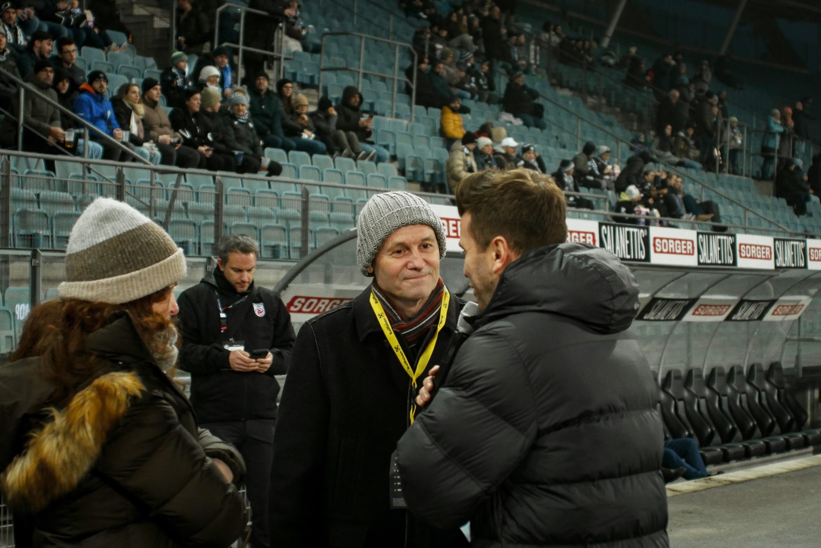 Interviewsituation mit Christian Scambor (VMG Steiermark) beim SK Sturm Mottospieltag